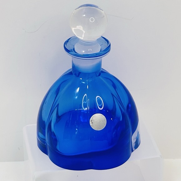 Collizone Other - Collezione Glass Line Italy Crystal Cobalt Blue Scallop Perfume Bottle & Stopper